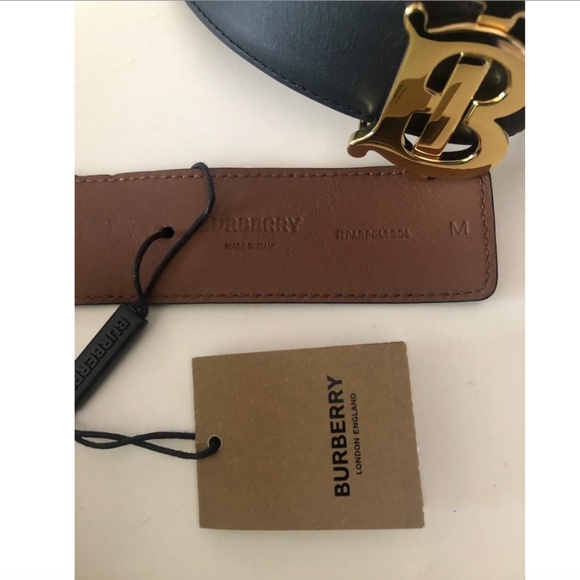 Burberry Black/Brown with Tag  Logo Buckle Reversible Leather Belt - Picture 5 of 13